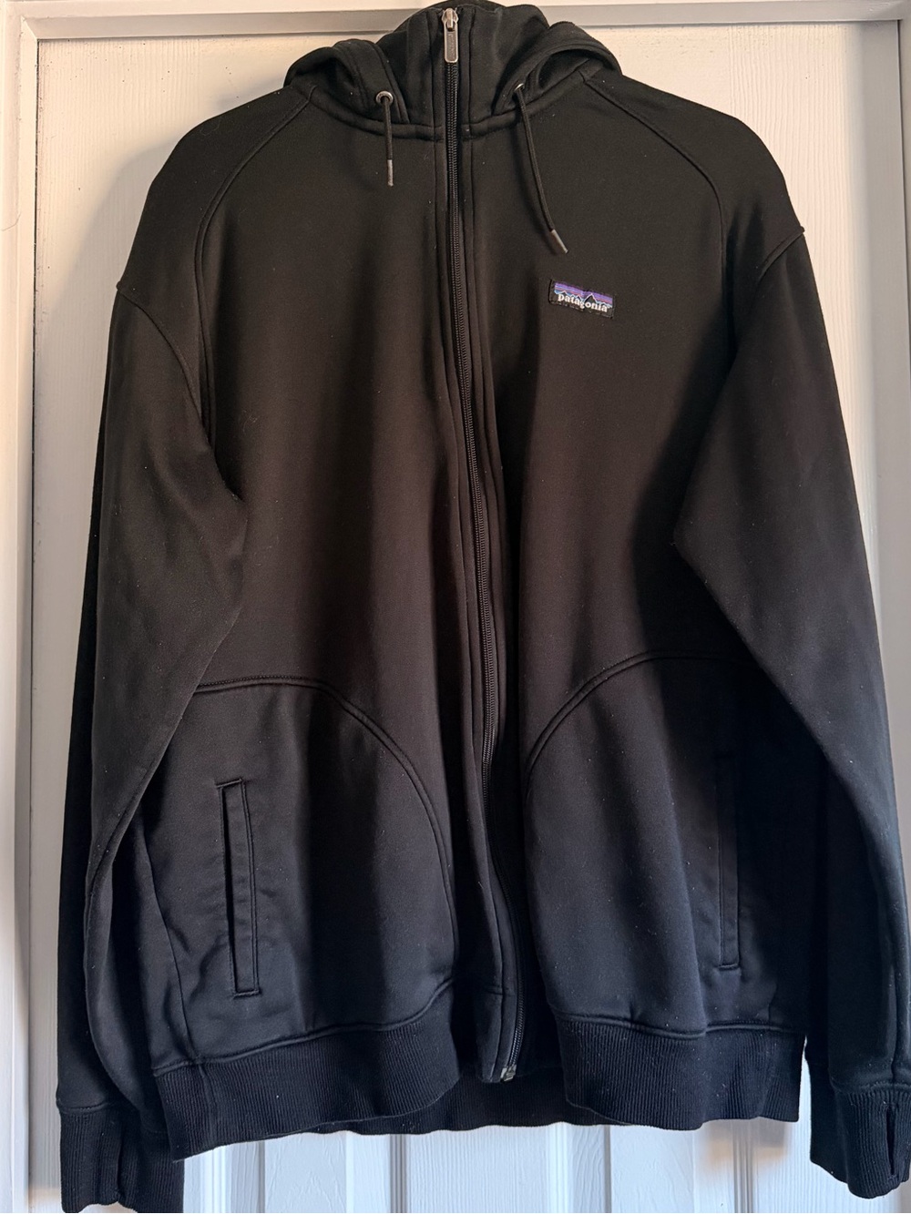 Patagonia Hoodie Mens XL Black Slider Hoody Fleece Full Zip Thumbholes